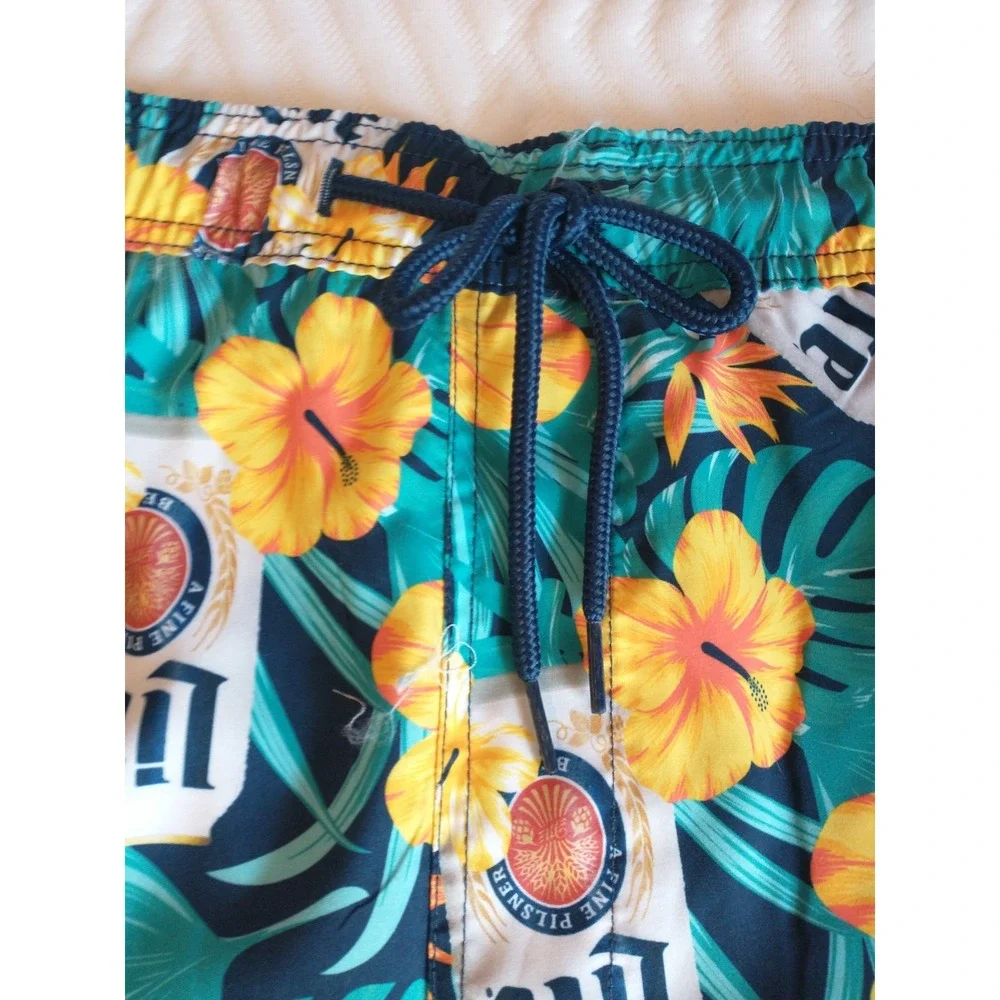 Miller Lite Swim Shorts Men's Floral‎ 4XB Trunks Beer Logo Swim Trunks Beach NWT